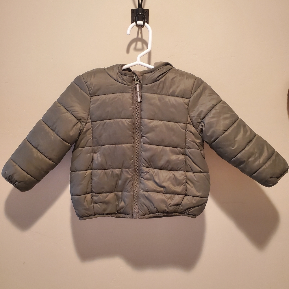 Cat & Jack Puffy Coat (Green, 12M)